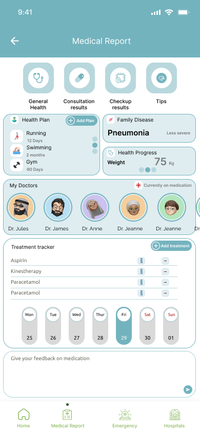 Be Okay medical report — health tracking dashboard
